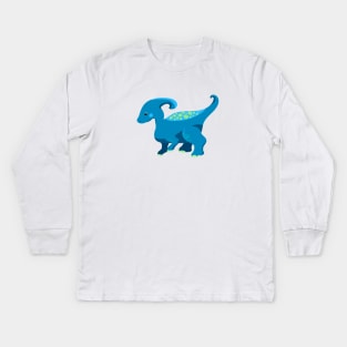 blue cute dinosaur Kids Long Sleeve T-Shirt